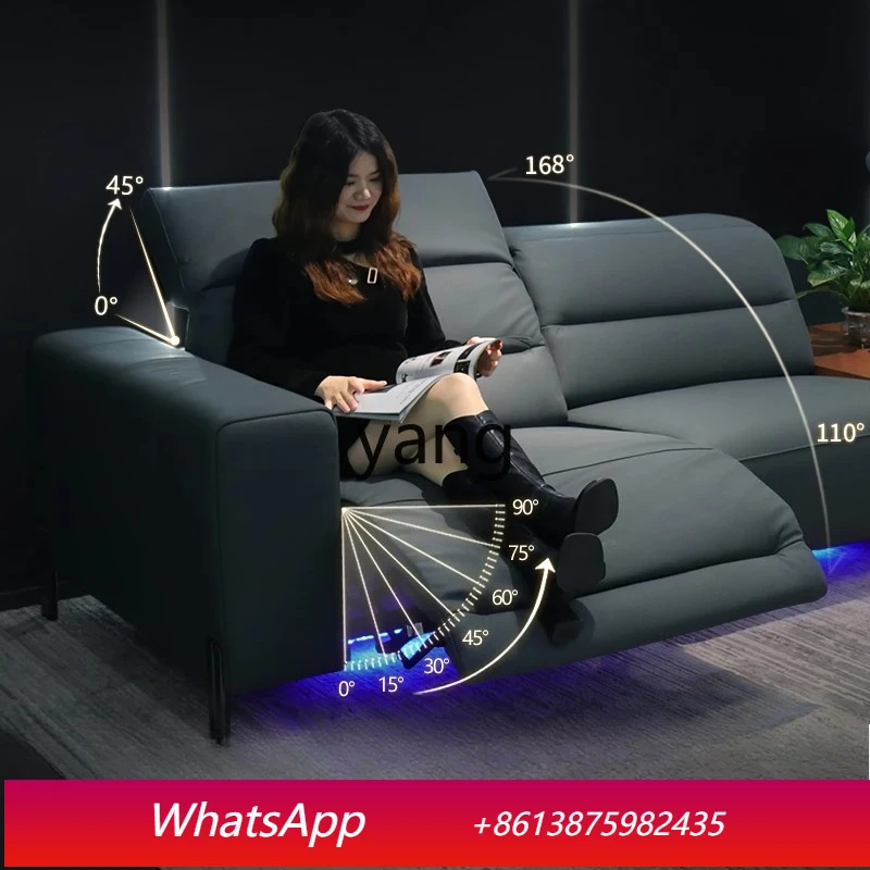 MM electric leather sofa minimalist villa living room large multi-functional adjustable zero against the wall