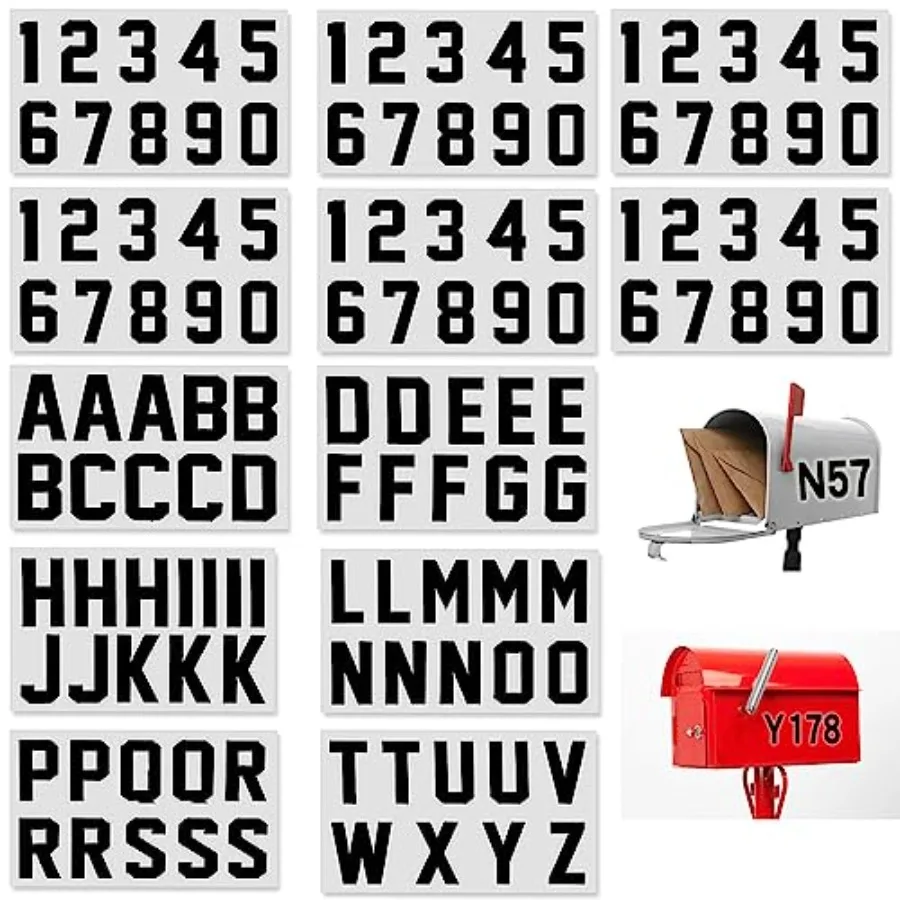 

120 PCS Reflective Mailbox Number and Letters Stickers, 3 Inch Self Adhesive Capital Letter Sticker, Reflective email digital s