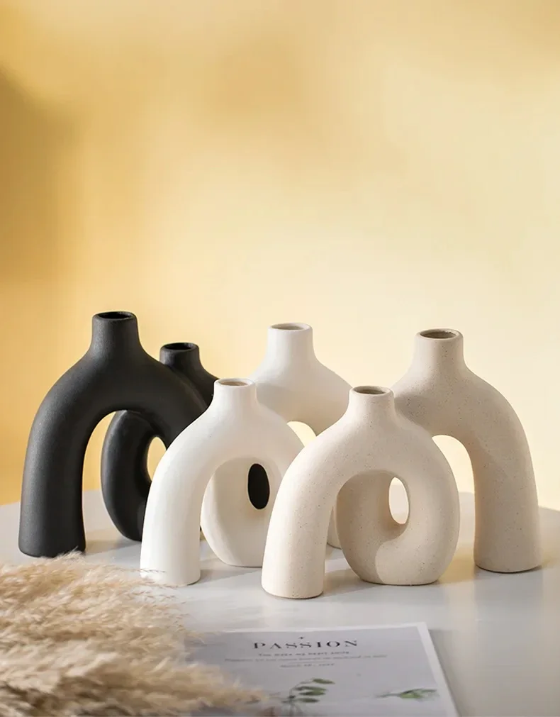 CAPIRON Cream White Hug Vase Abstract Couple Figurines Modern Nordic Art Boho Ornament Bookshelf Interior Decoration Living Room