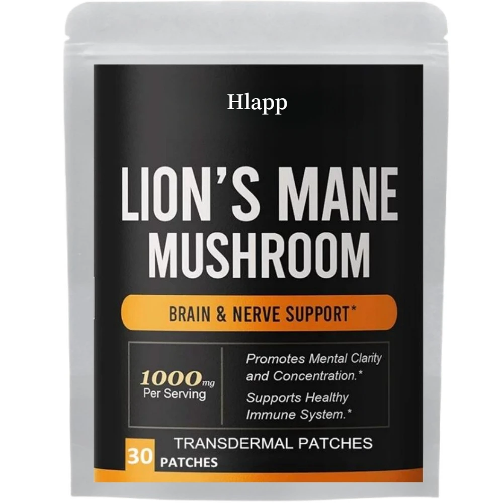 Lions Mane Mushroom Transdermal Patches Promotes Mental Clarity, Focus, and Memory - 30 Patches One Month Supply