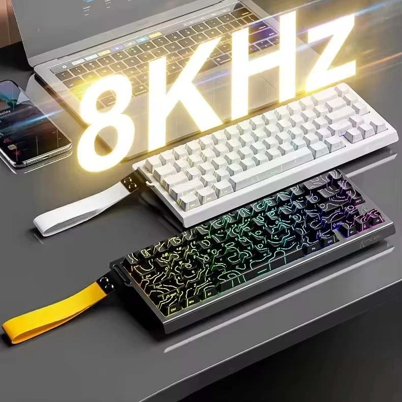 

X68 He Проводная игровая клавиатура RGB 8 кГц с подсветкой на английском языке и RGB-подсветкой Настольная игровая механическая клавиатура