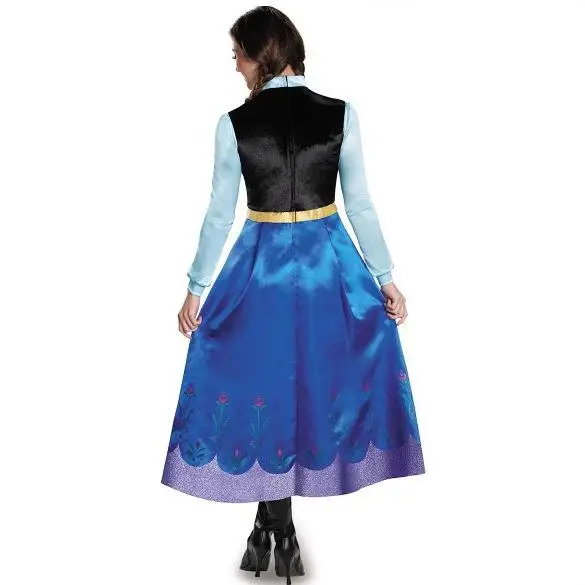 Fsia de Princesa Anna para Mulheres Adultas, Fsia de loween Rainha do Gelo, Vestido Azul, Fsia Étnica de Palco...