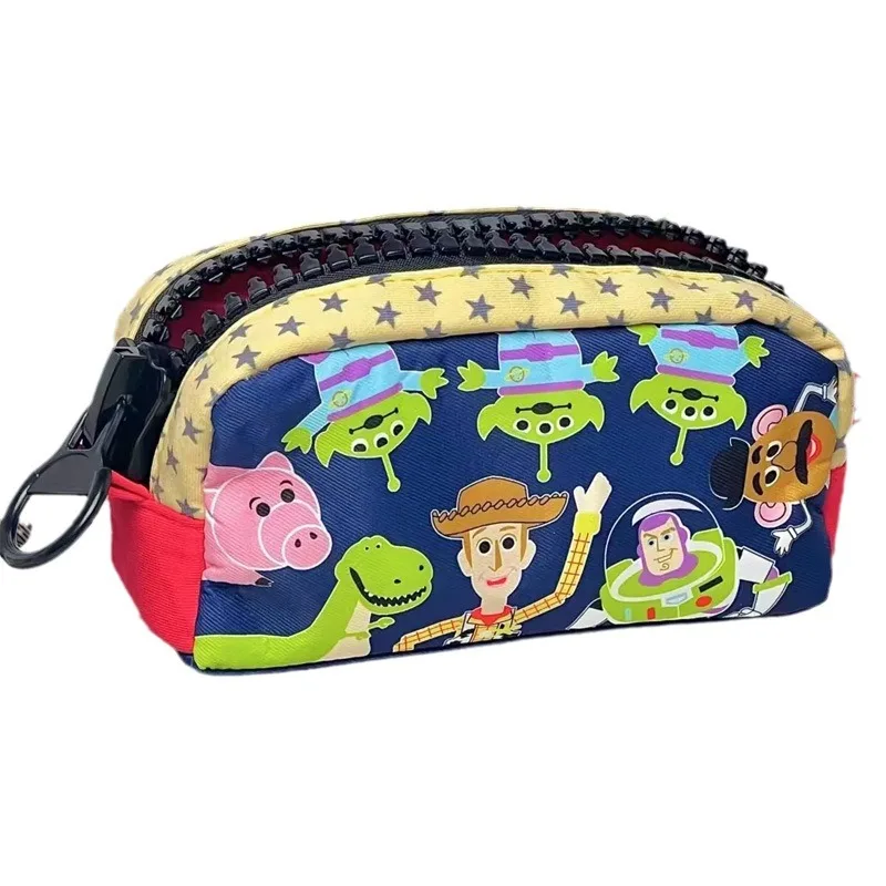 Disney Toy Story Pen Bag Student Cartoon Buzz Lightyear Print Large Zipper Canvas Pencil Bag Girl Large Capacity Makeup Bag Gift