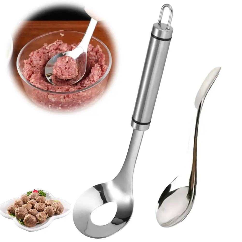 Stainless Steel Non-stick Meatball Spoon Maker Kitchen Gadget - Squeezing Ball Mold Spoon for Perfectly Shaped Meatballs