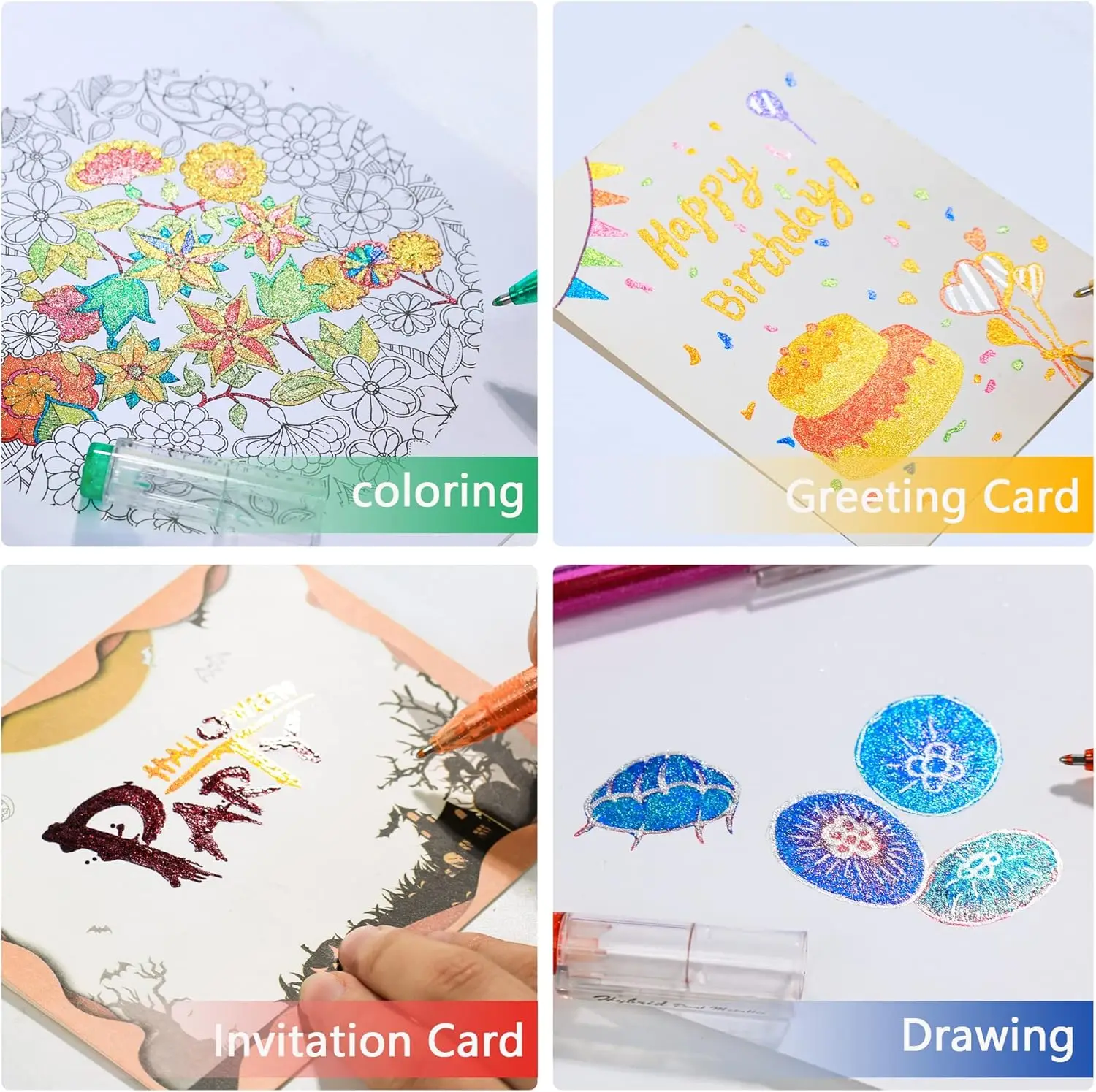 80 długopisów żelowych dla dorosłych Kolorowanka, pióro błyszczące z 40% innymi brokatami atramentowymi do biura szkolnego Książki do gotowania dla uczniów