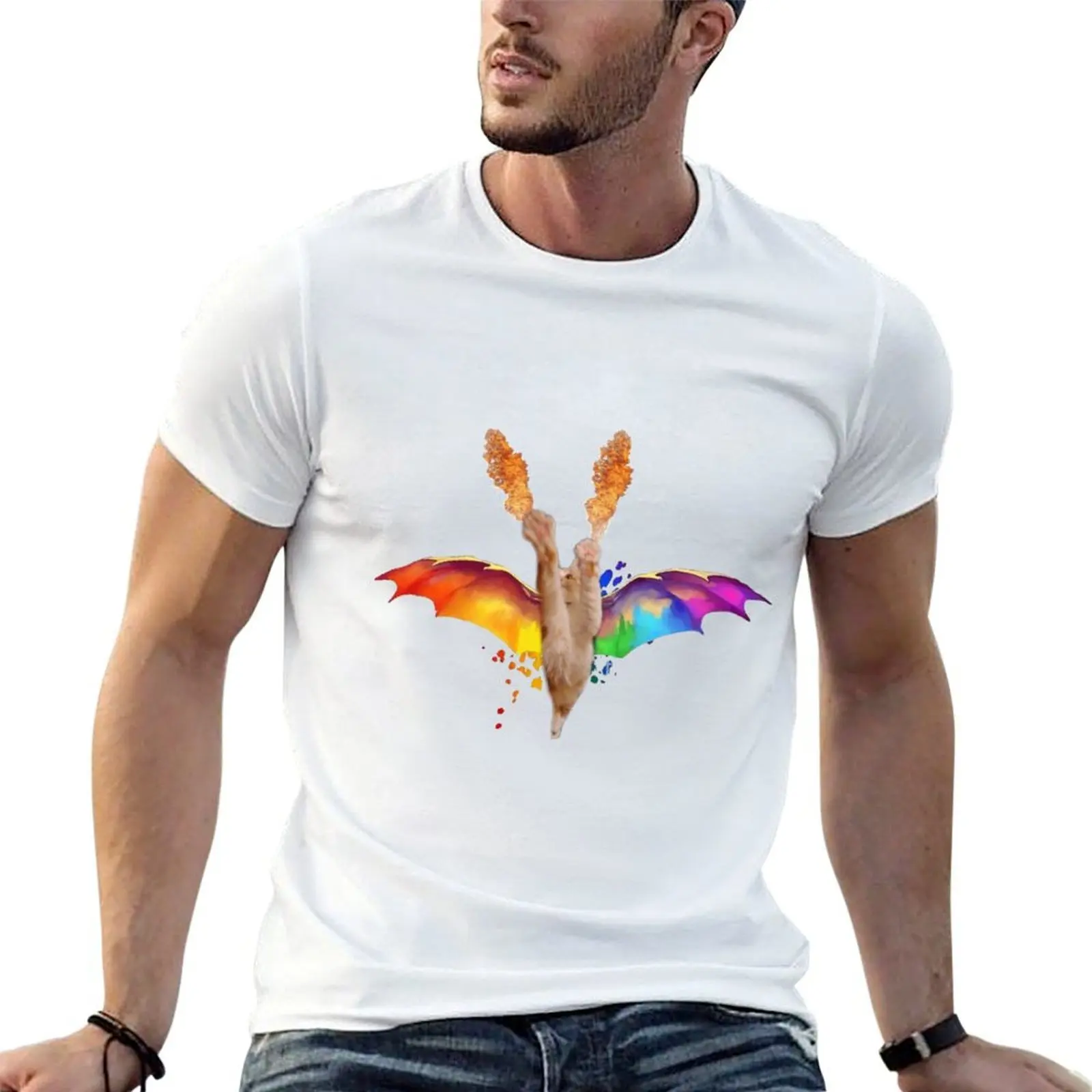

Rainbow Dragon Gonzo Cat T-Shirt man graphic t shirt t shirts designer T-Shirt
