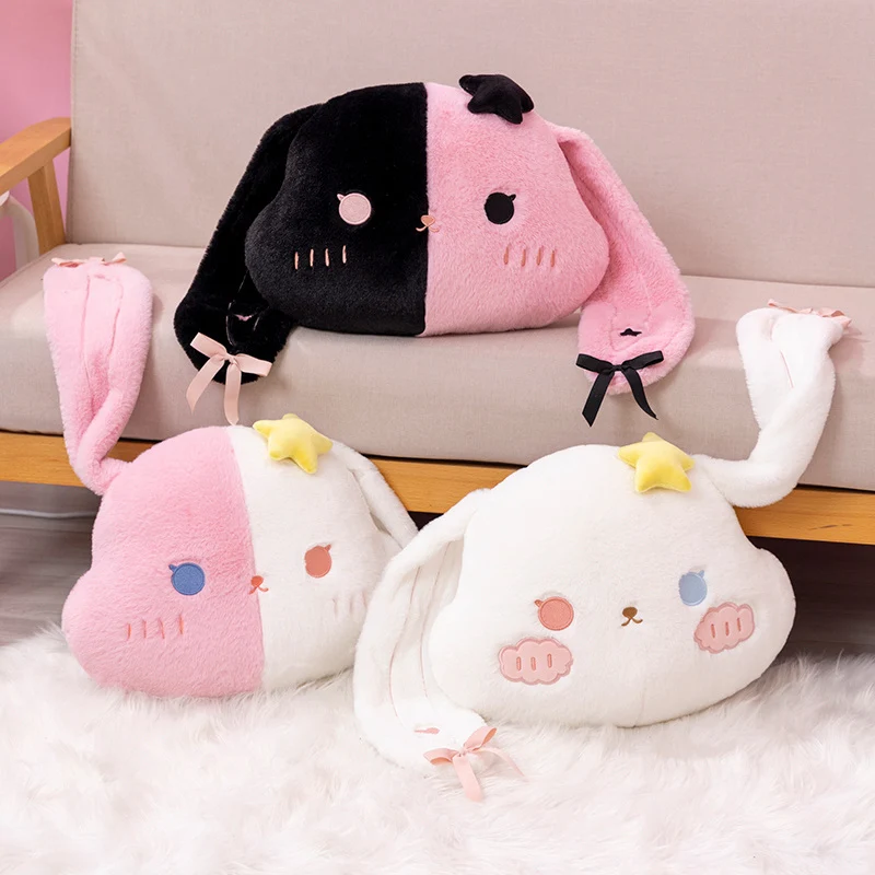 

Cute Cloud shape two-tone Bunny Plush Throw Pillow Toy Kawaii Stuffed Animals Long Ear Rabbit Room Decor Sleeping Doll Kids Gift