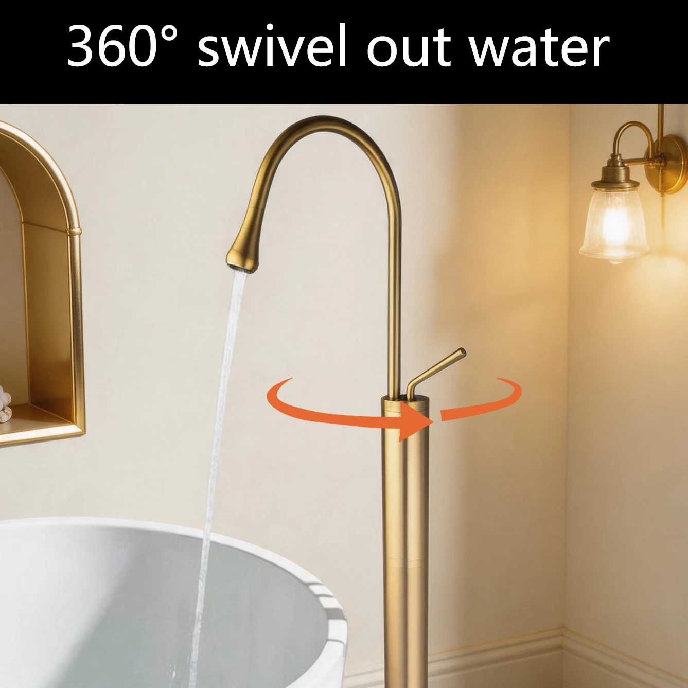 Torayvino Gouden Badkuip Douch - Freestanding Bathtub Filler Faucet Floor recensie en prijs