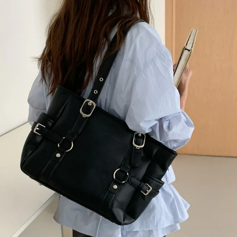 New Retro Hot Girl Handbag Women PU Leather Large Capacity Tote Bag Ladies Fashion Sweet Star Versatile Shoulder Bag view 2