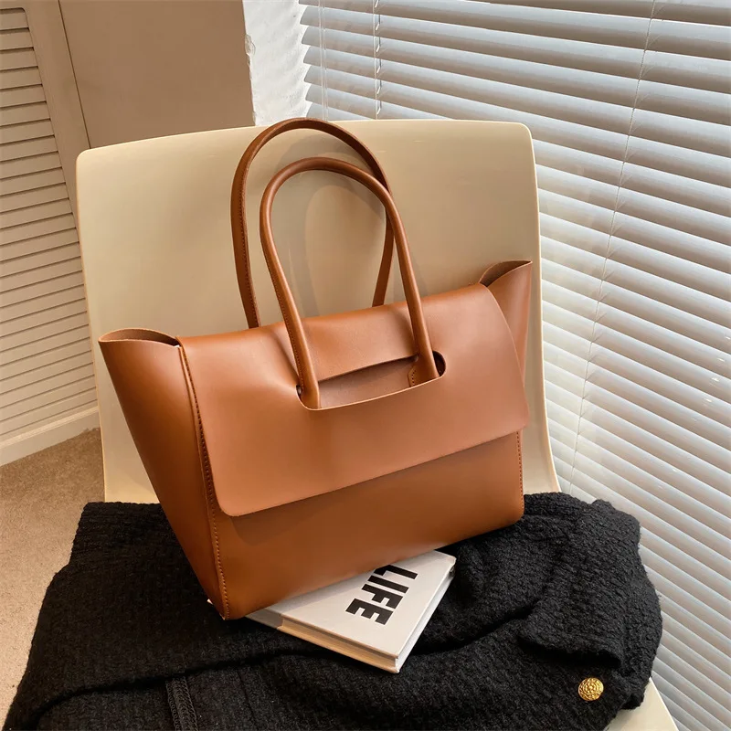 Fashion Women Shoulder Bags 2023 New Large Capacity Handbags Simple Retro Tote Bags Solid Color Bags