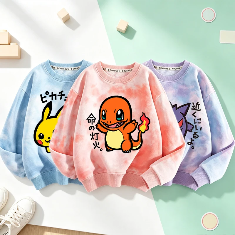 NEUER Pokémon Kinder-Fleece-Hoodie, Jungen- und Mädchen-Sweatshirt, Pullover, Anime-Cartoon, lange Ärmel, Herbst- und Winterkleidung, Baby-Oberteile – Detail 1