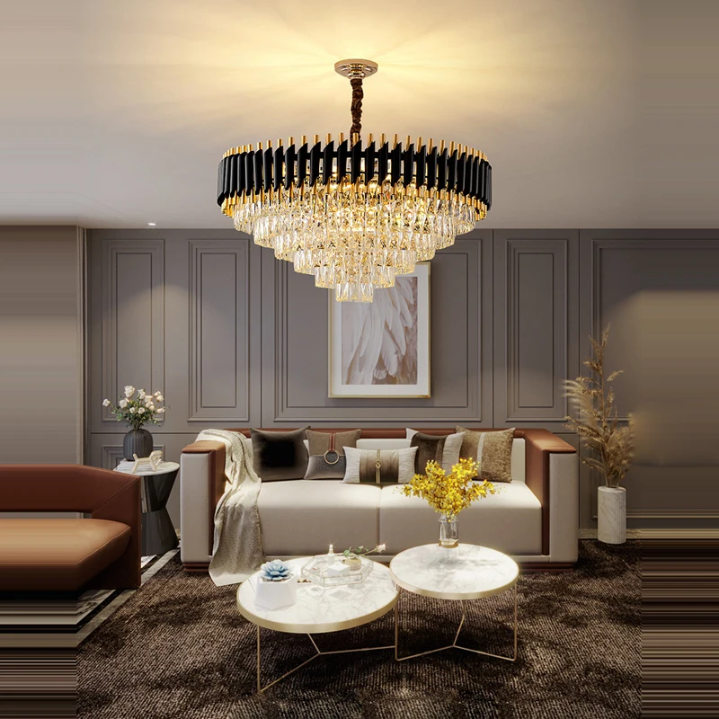 

LED Black Golden Crystal Stainless Steel Suspension Luminaire Lampen LED Lamp LED Light.Pendant Lights.For Dinning Room