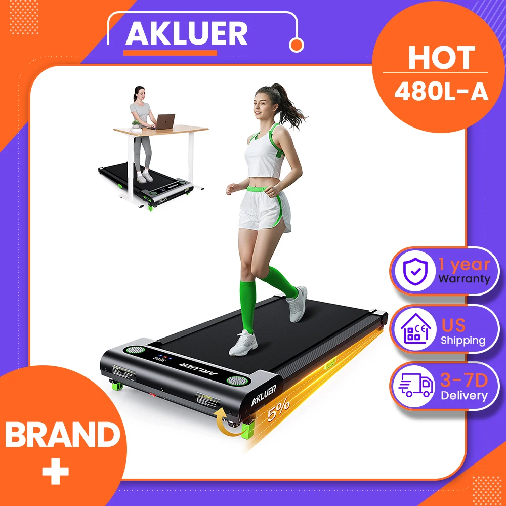 Akluer 480L-A Walking Pad with Incline, 2.5HP Under Desk Treadmill with Remote Control, LED Display, 330lbs Max Capacity, 15.75