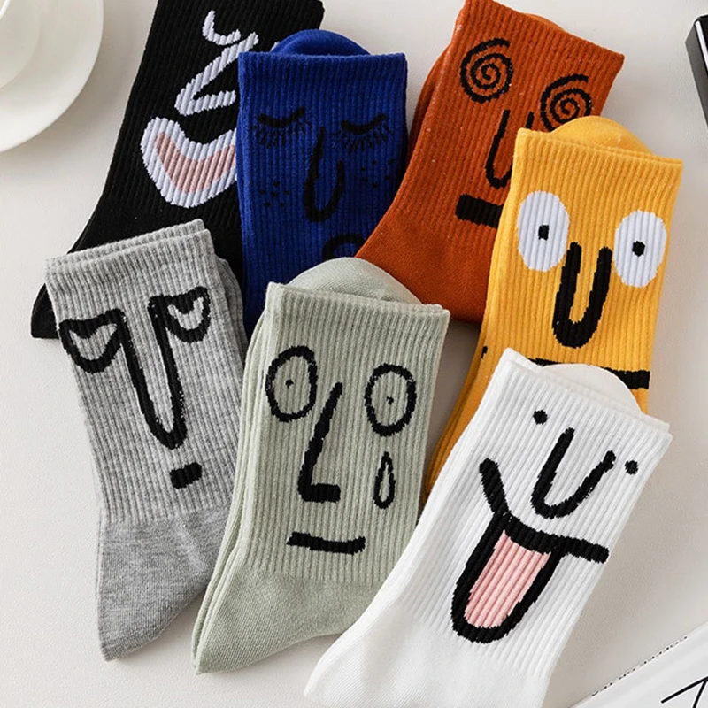 Women Men Funny Crew Socks Colorful Fun Personality Expression Fashion Emotions Socks