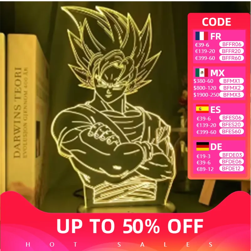 Dragon Ball Z New Figure Vegeta Super Saiyan 3D Lamp LED Night Light Figure Monkey King Goku Jiren Broly Anime Table Lamp Gift