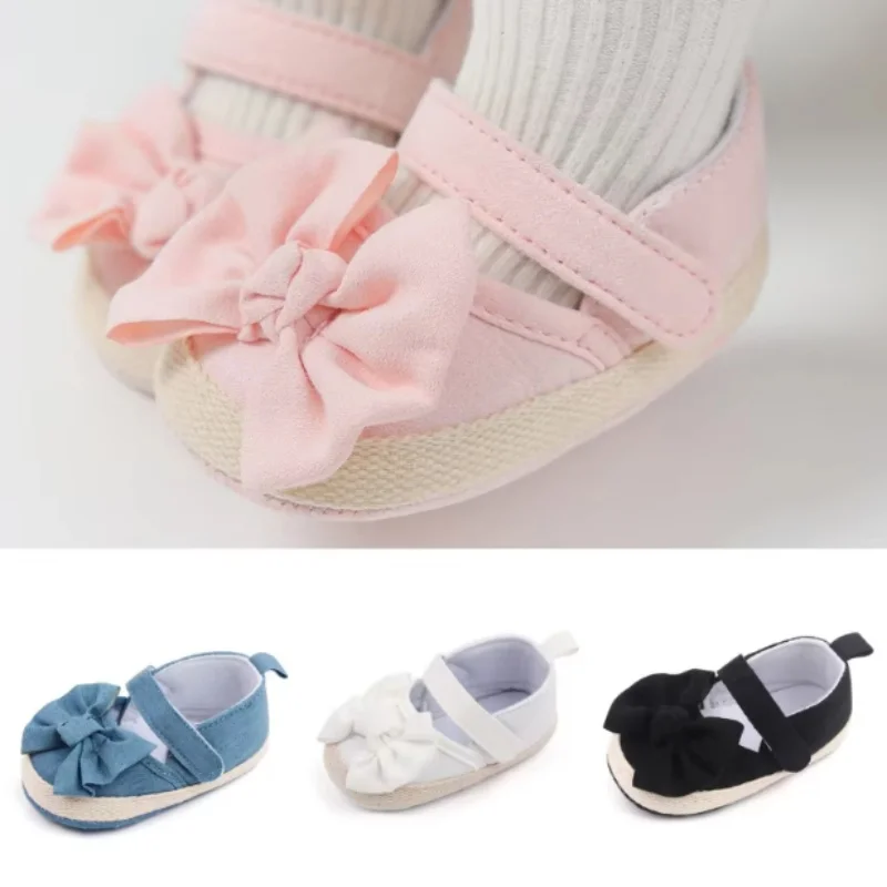 

Summer Baby Girl Shoes Bowknot Flats Cotton Soft Sole Newborn First Walker Sandals