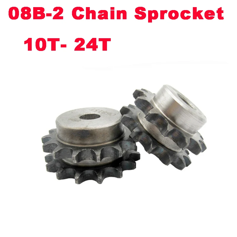 

1PCS 08B-2 10 Teeth To 24 Teeth 10mm 12mm Bore 12.7mm Pitch Double Row Chain Sprocket Wheel Chain Gear #45 Steel