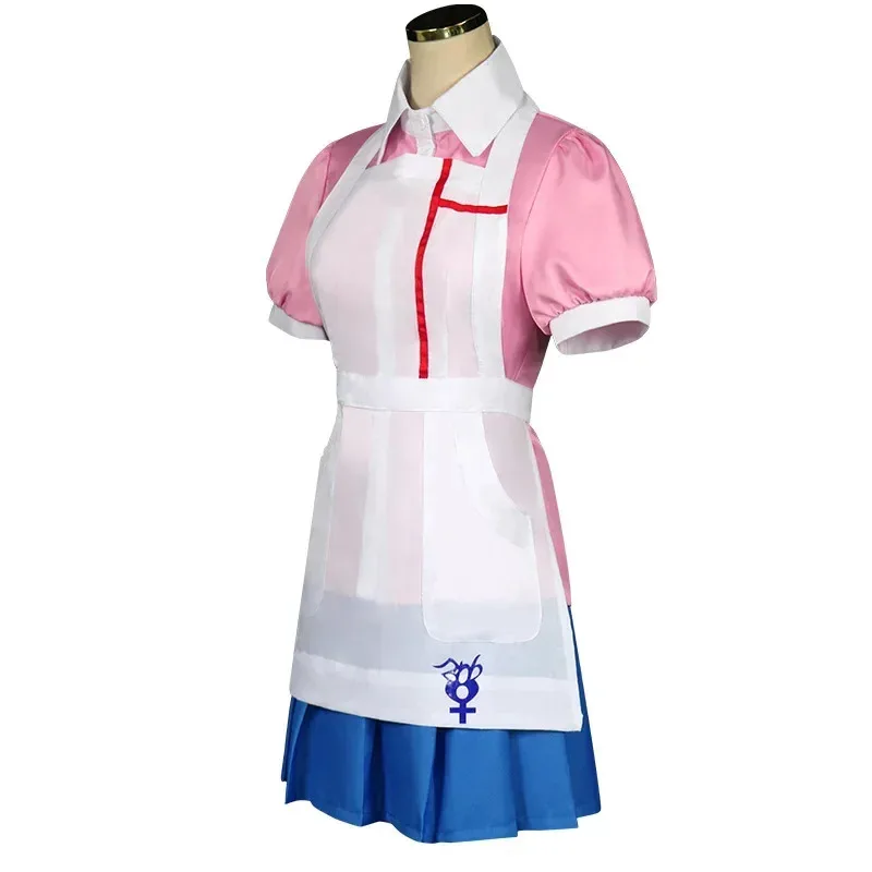 A Litter Of Bears Anime Danganronpa Mikan Cosplay Tsumiki Kostüme Halloween Karneval für Frauen Dienstmädchen Kleid Uniform Voll 2025, Neu