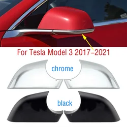 Auto Außen Rück Flügel Tür Seite Spiegel Unteren boden Abdeckung Deckel Kappe Shell Chrom Schwarz Für Tesla Modell 3 2017-2021