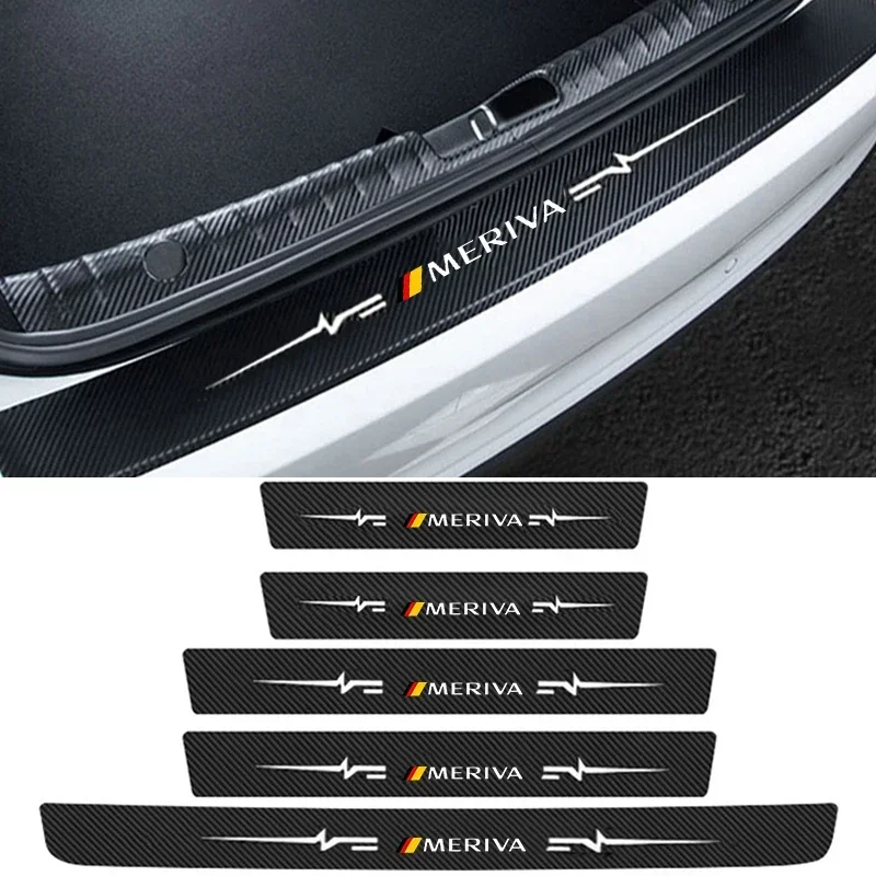 Carbon Fiber Anti Stepping Welcome Pedal Protection Film, for Meriva Front and Rear Door Stickers, Car Door Sill Strips For Opel