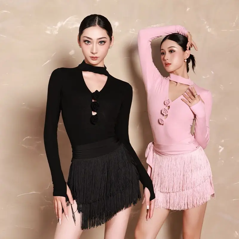 Long Sleeve Onesie Latin Dance Costume Women's New Adult Practice Suit Special Dancewear  Dance Practice Outfit