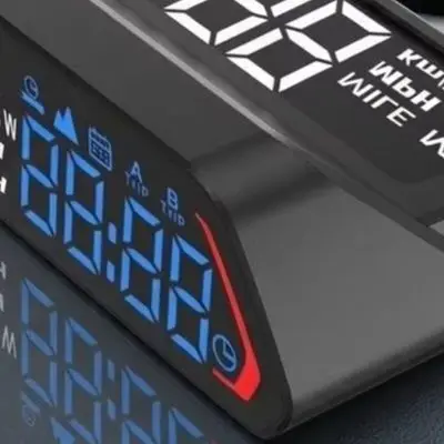 Car HUD Gauge Display for Speed Trip Distance Driving Date Altitude Heading Count and Overspeed Fatigue Alerts