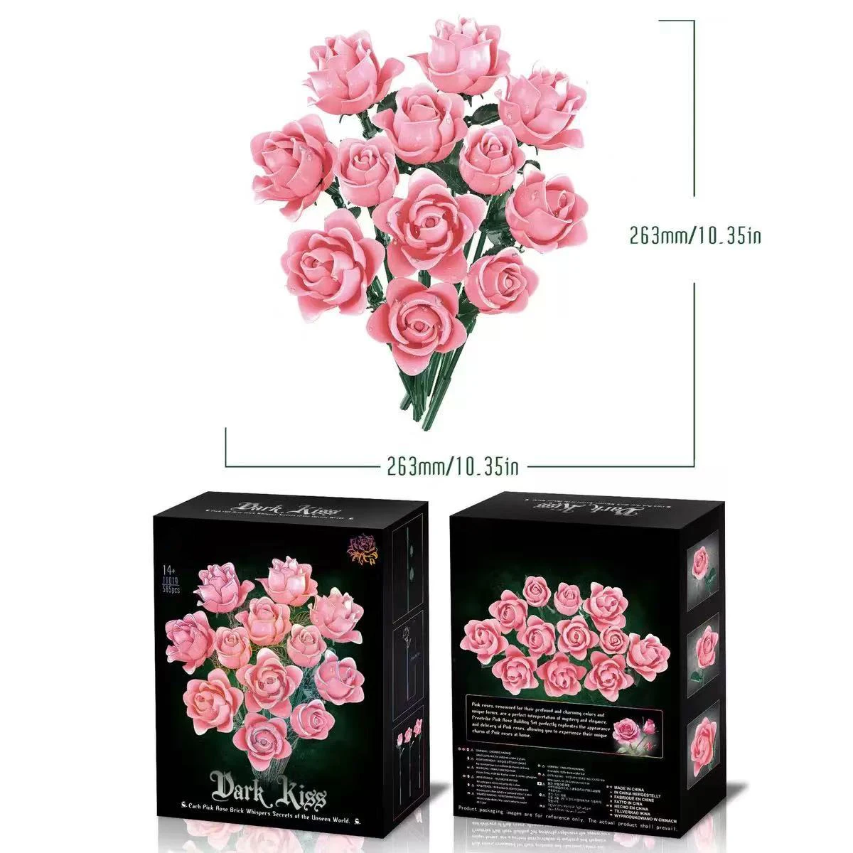 

Имитация розовой розы, строительные блоки, цветок, развивающая игрушка, сборная модель художественного цветка, подарок на День святого Валентина для девочек.