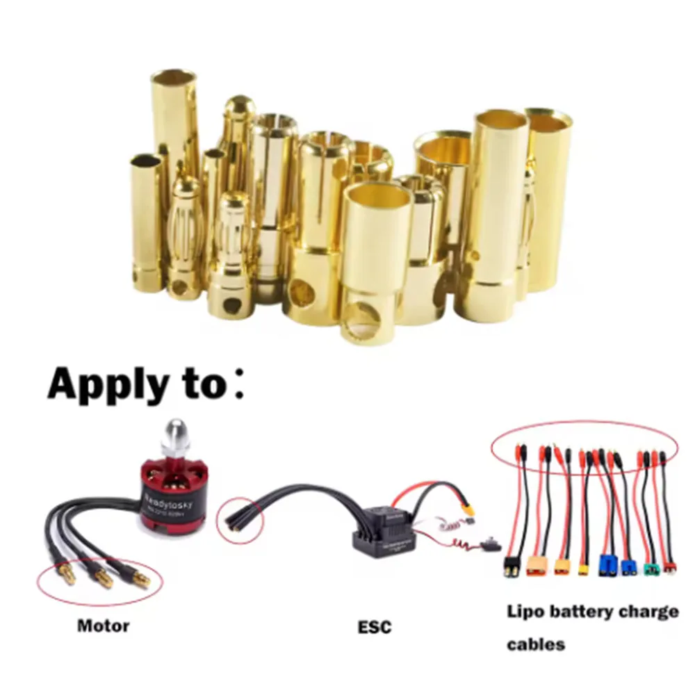 5/10Pair 2mm 3mm 3.5mm 4mm 5mm 5.5mm 6mm RC Battery Gold-plated Bullet Banana Plug High Quality Male Female Banana Connector