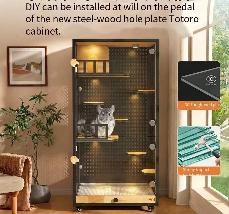 For Chinchilla cage oversized luxury villa pet with running wheel hamster flower branch mouse honey kangaroo special hole board