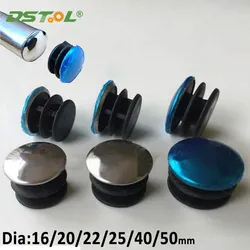 Aço inoxidável Round Tube End Cap Cover, Pipe Blking Insert Plug, Acessórios para Móveis, Diâmetro 16mm, 20mm, 22mm, 25mm, 40mm, 50mm