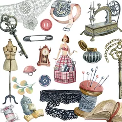 40Pcs/Pack Vintage Hand Sewing Sticker DIY Craft Scrapbooking Album Junk Journal Decorative Stickers