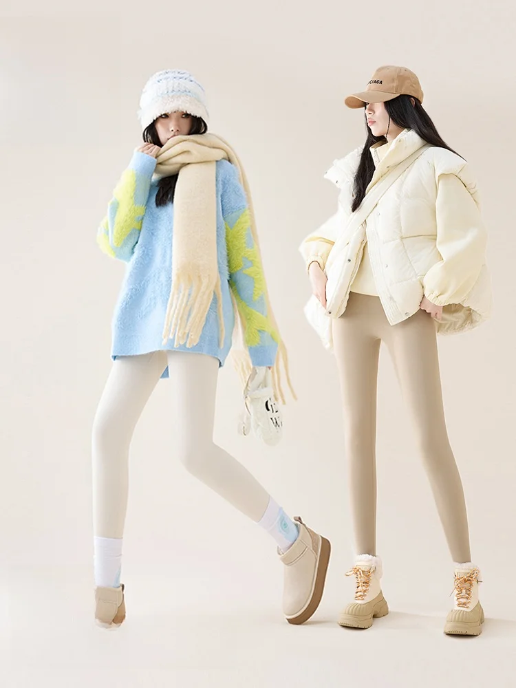   Thiened Fce Calças de ioga femininas cintura alta abdômen levantamento bunda branco aa arca calças outono inverno outerwear