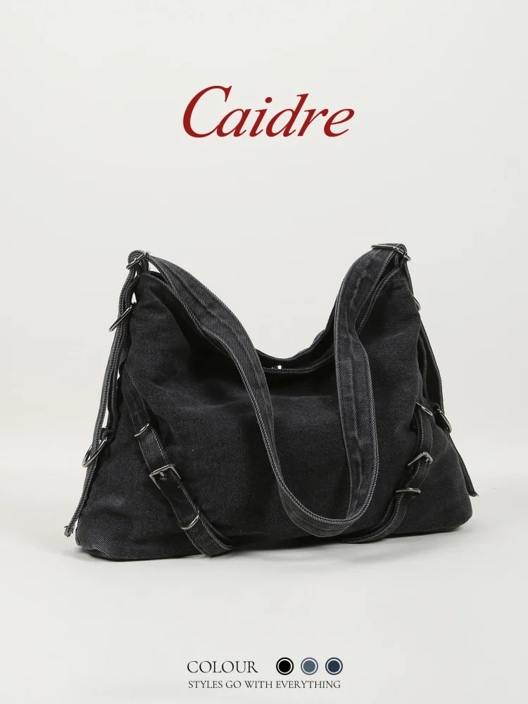 

Caidre Original Spicy Girl Denim Canvas Tote Bag Large Capacity Commuter Single Shoulder Slant Cross Bag Fashionable Canvas Bag