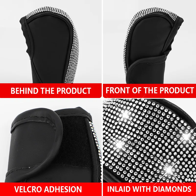 Glitzernde Strass-Schaltknaufabdeckung, Weicher PU-Leder Kristall-Schalthebel-Schutz, Universelle Auto-Innendekoration Handbremsenschutz – Detail 8