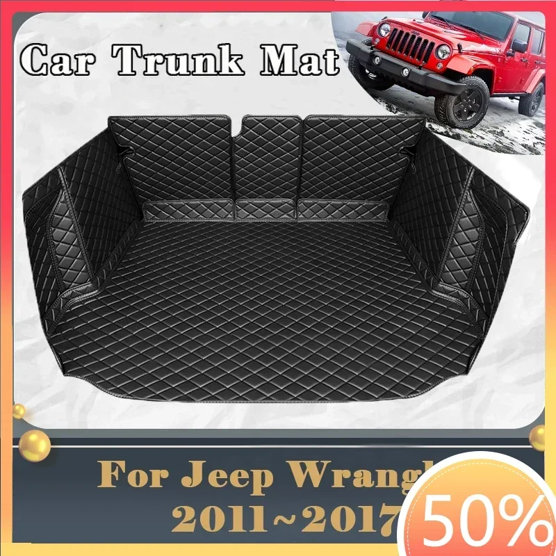 Car Trunk Mat For Jeep Wrangler JK J8 TJL-J8 2011~2017 4door Dirt-resistant Fully Trunk Mat Rear Cargo Tray Car Accessories 2016