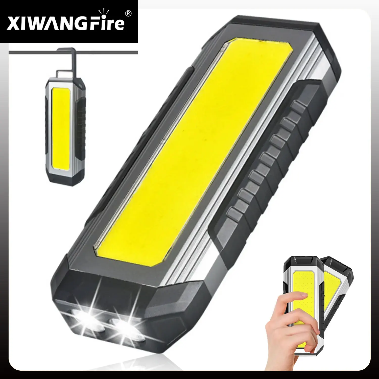 USB wiederaufladbare COB-Arbeitsleuchte, LED-Taschenlampe, Powerbank 18650, tragbare Campinglampe mit Magnet, wasserdichte Laterne, 4000 mAh