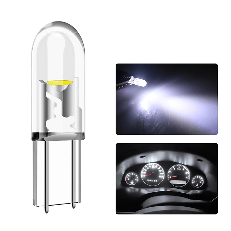 10Pcs T5 LED Super Bright Cob Lights Wedge Dashboard Gauge Car Warning Indicator Instrument Cluster Lamp