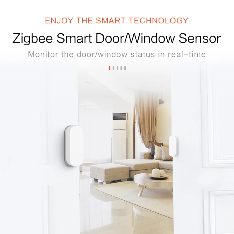 Tuya Smart Zigbee Door Sensor Smart Home Open Close Detector Smartlife App Control Notification Compatible with Alexa Google