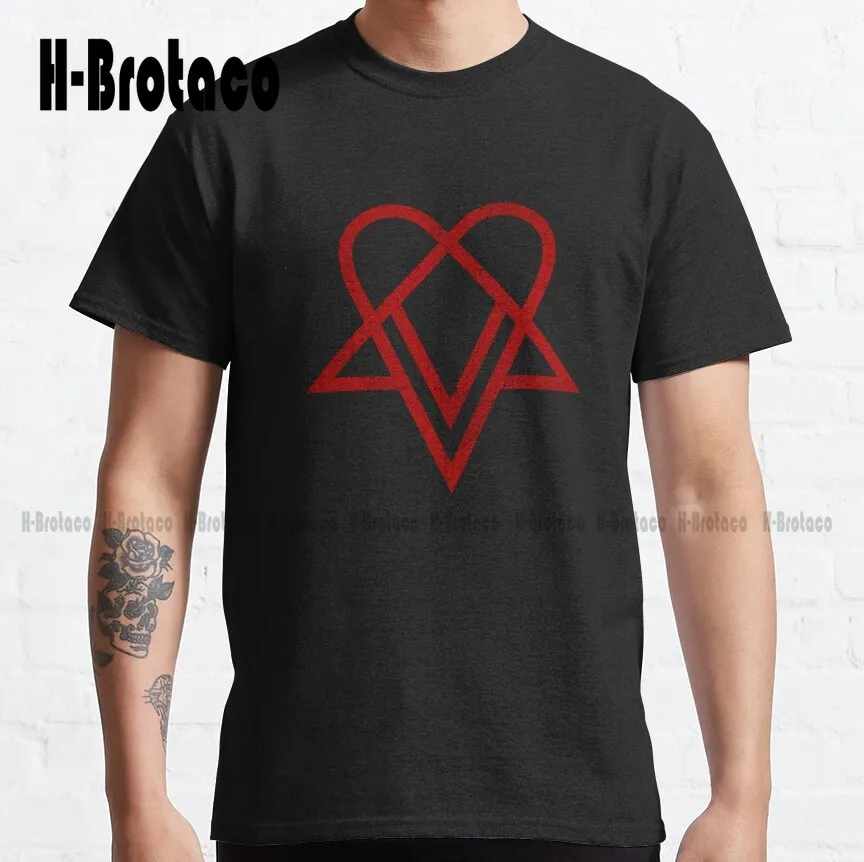 Heartagram Him Band Logo Tee Heartagram Symbol Ville Valo Classic T-Shirt Tshirt Cotton Outdoor Simple Vintag Casual Tee Shirts