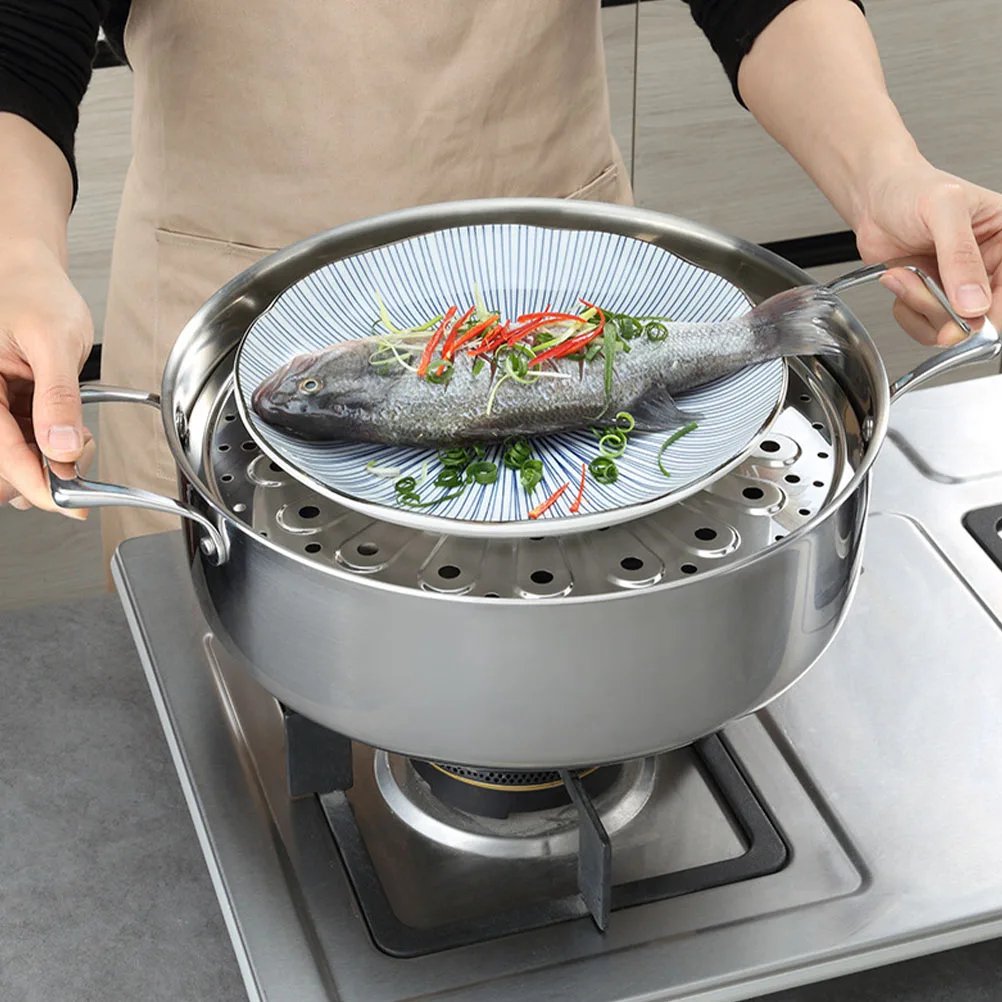 

1Pcs Stainless Steel Steamer Rack Thickened Kitchen Food Steaming Plate Multi-Purpose Steaming Tray for Cooking Rice Cooker and