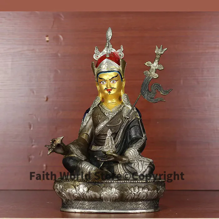 

Buddha statue large # HOME family efficacious safe Talisman Tibetan Buddhism Guru Rinpoche Padmasambhava Buddha brass statue