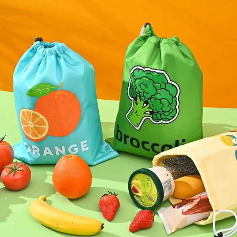 1/3pcs Fruit Vegetable Freshkeeping Bag Oranges Broccoli Ice Cream Storage Bag Anti Ripening Insulated Bag Drawstring Reusable