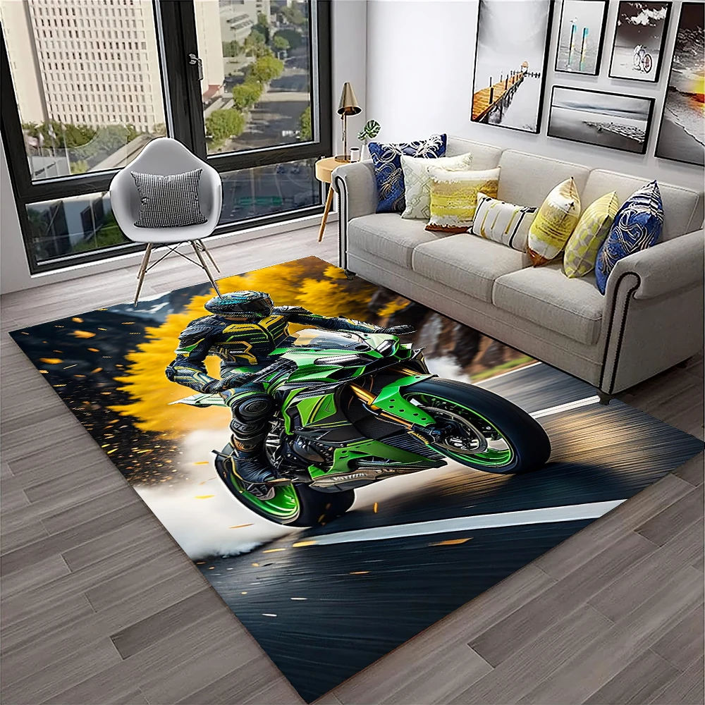 Off Road Motorcycle Racing Moto Carpet Rug for Home Living Room Bedroom Sofa Doormat Decor,Kid Play Area Rug Non-slip Floor Mat