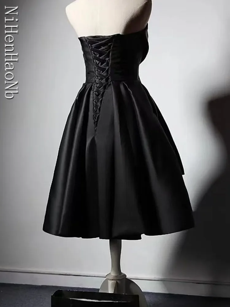 Robe de Rhcourte noire pour femme, robe de Rh, robe de performance féminine, robe de soirée sexy, robe de banquet princesse, robe de graduation