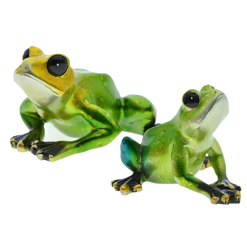 

1 Pair Frog-Shape Resin Ornament Compact Garden Decoration Yard Balcony Scene Landscape Decor Garden Decoration