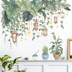 Green Leaves Wall Stickers For Home Living Room Decorative Vinyl Wall Decal Tropical Plants DIY Kid Door Murals Wallpaper