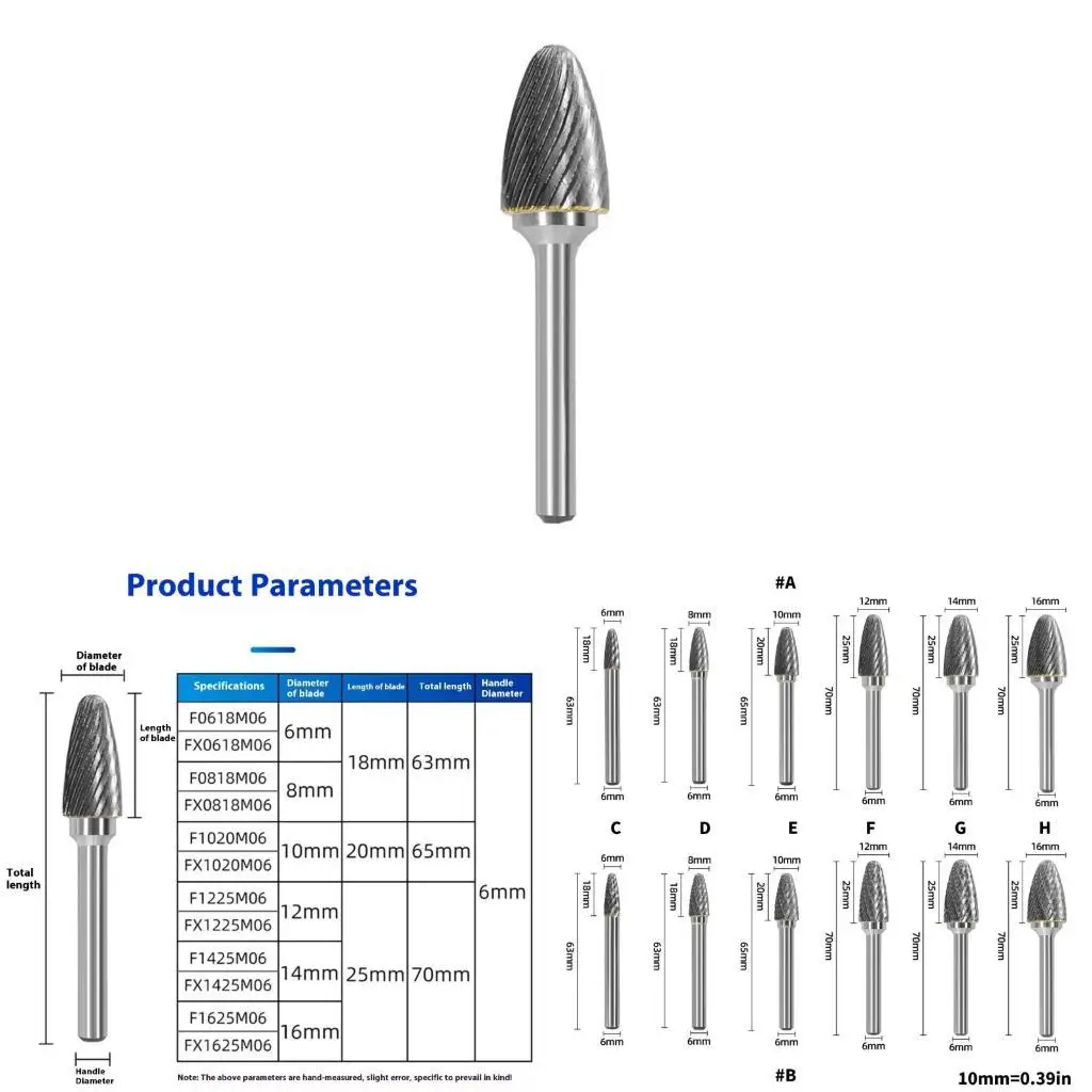 

652F High Performances Carbides Rotary File Drill Milling Carving Bit For Metal Smooth Chip Removal 6000-50000RPM Operate