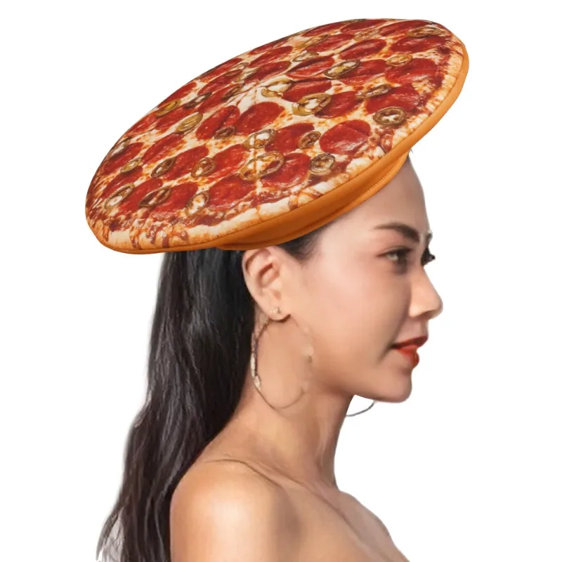 

Funny Fast Food Pizza Hat Fancy Caps Unisex Halloween Food Theme Food Cosplay Photo Props Headwear