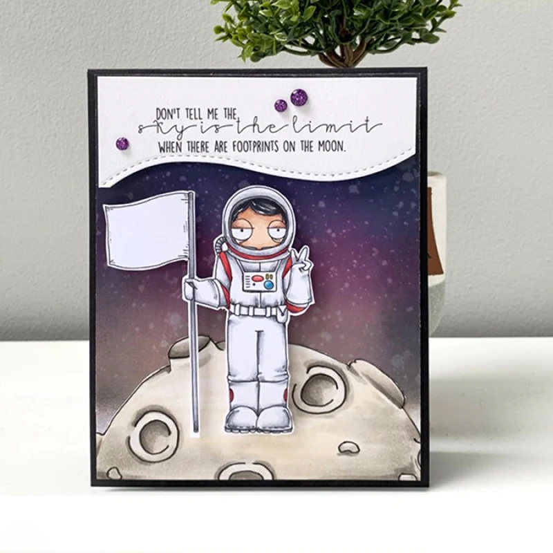 Dziewczyna i chłopiec dziwne astronauci przezroczysty przezroczysty stempel Diy dekoracyjny pamiętnik dziennik rzemiosło Scrapbooking pieczątki