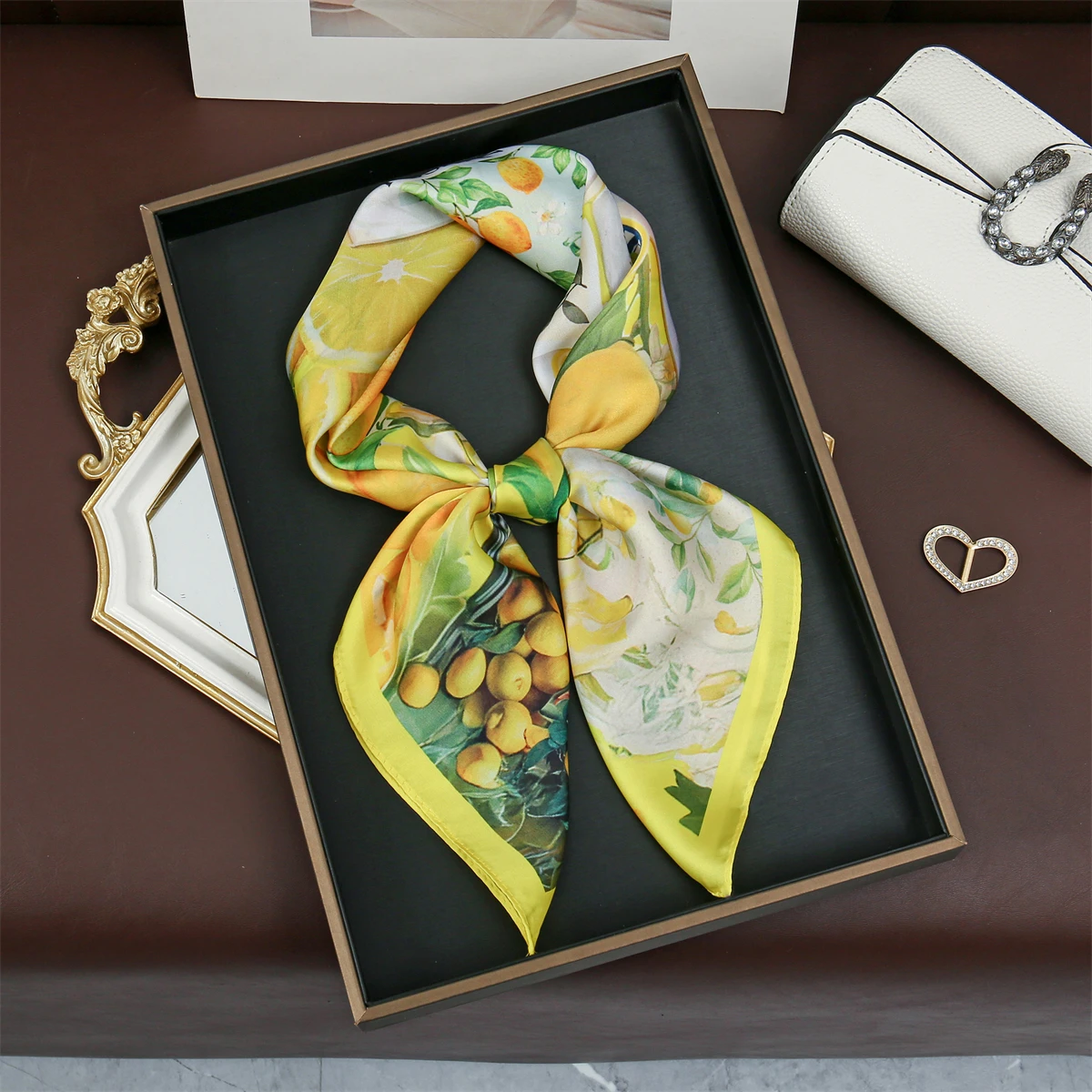 Fashion Print Silk Hairbands Summer Lemon Scarf Women 2026 New Elagant Bandana Neck Kerchief Head Bands Foulard Female Scarfs image 5